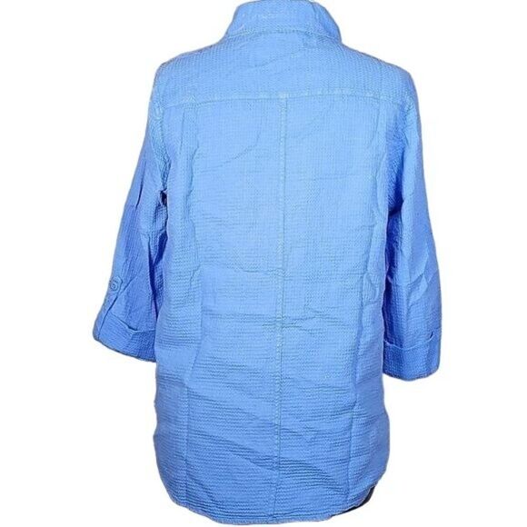 NWOT Denim & Co Waffle Button Front Collared Tunic Sz S - Picture 4 of 11